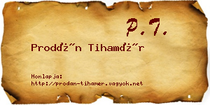 Prodán Tihamér névjegykártya